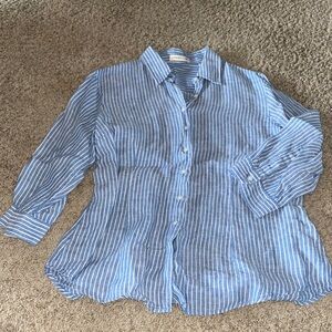 Coldwater Creek Navy Striped Shirt